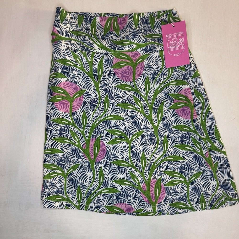 NWT Liberty & Justice Skirt Women's XS Swim Cover Up Green/Pink Floral Tropical